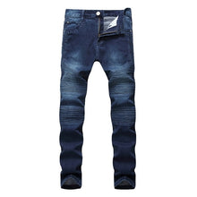Load image into Gallery viewer, SFIT 2019 Streetwear Mens Ripped Biker Jeans Homme Men's Motorcycle Slim Black White Blue Moto Denim Joggers skinny jeans men