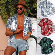 Load image into Gallery viewer, US Men's Hawaiian Shirt Summer Floral Print Beach Short Sleeve Casual Luau Shirt Tops Holiday Shirts Tops