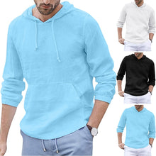 Load image into Gallery viewer, European yard  Men's Baggy Cotton Linen Hooded Pocket Solid Long Sleeve Retro Shirts Tops40 Drop shipping