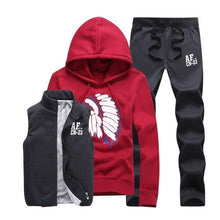 Load image into Gallery viewer, Men's Winter Tracksuits Casual Sportswear Sweatshirts Mens Set 3 Pieces Warm Vest Sweatpants Hoodie Letter Printed Plus Size 5XL