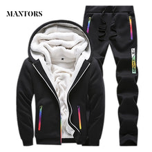 Load image into Gallery viewer, Casual Tracksuit Men Set 2019 Winter New Inner Fleece Thick Hooded Jacket + Pants Men's Two Piece Sets Warm Sporting Suit Male
