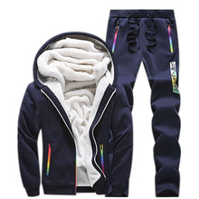 Load image into Gallery viewer, Casual Tracksuit Men Set 2019 Winter New Inner Fleece Thick Hooded Jacket + Pants Men's Two Piece Sets Warm Sporting Suit Male