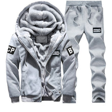 Load image into Gallery viewer, Casual Tracksuit Men Set 2019 Winter New Inner Fleece Thick Hooded Jacket + Pants Men's Two Piece Sets Warm Sporting Suit Male