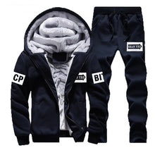 Load image into Gallery viewer, Casual Tracksuit Men Set 2019 Winter New Inner Fleece Thick Hooded Jacket + Pants Men's Two Piece Sets Warm Sporting Suit Male