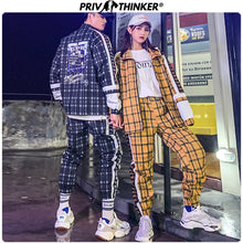 Load image into Gallery viewer, Privathinker 2019 Hip Hop Street Dance Men's Sets Two-piece Set Plaid Printed Loose Suit Couple Clothes Autumn Fashion Tracksuit