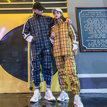Load image into Gallery viewer, Privathinker 2019 Hip Hop Street Dance Men's Sets Two-piece Set Plaid Printed Loose Suit Couple Clothes Autumn Fashion Tracksuit