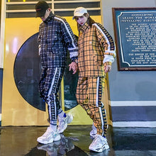 Load image into Gallery viewer, Privathinker 2019 Hip Hop Street Dance Men's Sets Two-piece Set Plaid Printed Loose Suit Couple Clothes Autumn Fashion Tracksuit