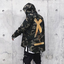 Load image into Gallery viewer, Mens Jacket High Street Spring Men Camouflage X Print Jackets Fashion Cotton Windbreaker Coat Male Hood Hip Hop Streetwear WJ030