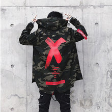 Load image into Gallery viewer, Mens Jacket High Street Spring Men Camouflage X Print Jackets Fashion Cotton Windbreaker Coat Male Hood Hip Hop Streetwear WJ030