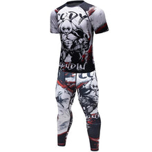 Load image into Gallery viewer, Brand New Men's tracksuit 3D Prints Tight Skin Compression Sport Suit Men MMA Rashguard Body Building Top Fitness Sports Set