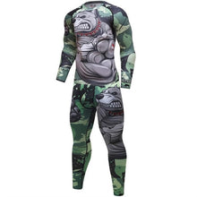 Load image into Gallery viewer, Brand New Men's tracksuit 3D Prints Tight Skin Compression Sport Suit Men MMA Rashguard Body Building Top Fitness Sports Set