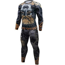 Load image into Gallery viewer, Brand New Men's tracksuit 3D Prints Tight Skin Compression Sport Suit Men MMA Rashguard Body Building Top Fitness Sports Set