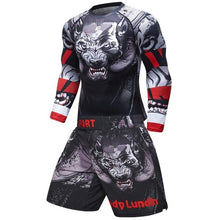 Load image into Gallery viewer, Brand New Men's tracksuit 3D Prints Tight Skin Compression Sport Suit Men MMA Rashguard Body Building Top Fitness Sports Set