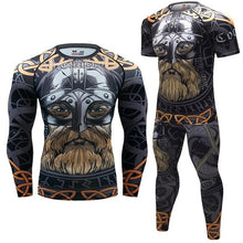 Load image into Gallery viewer, Brand New Men's tracksuit 3D Prints Tight Skin Compression Sport Suit Men MMA Rashguard Body Building Top Fitness Sports Set